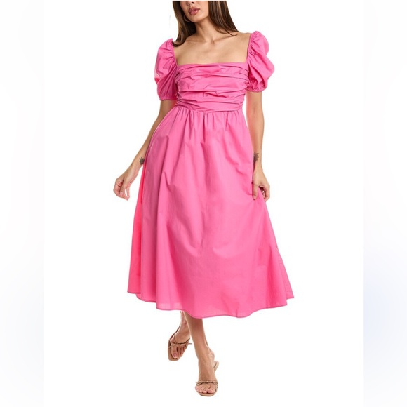 o.p.t. Dresses & Skirts - O.P.T. Pink Cotton Puff Sleeve Dress